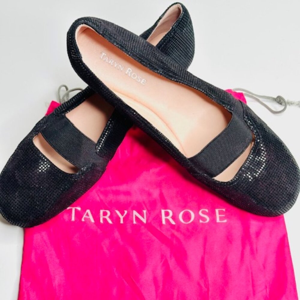 Taryn Rose Bary Women Black Faux Suede Mary Jane Ballet